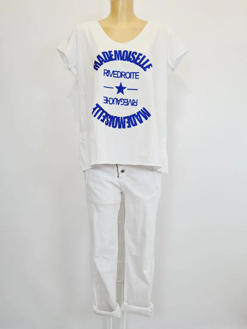 "Tee shirt rive droite rive gauche détails - vue complète look casual"