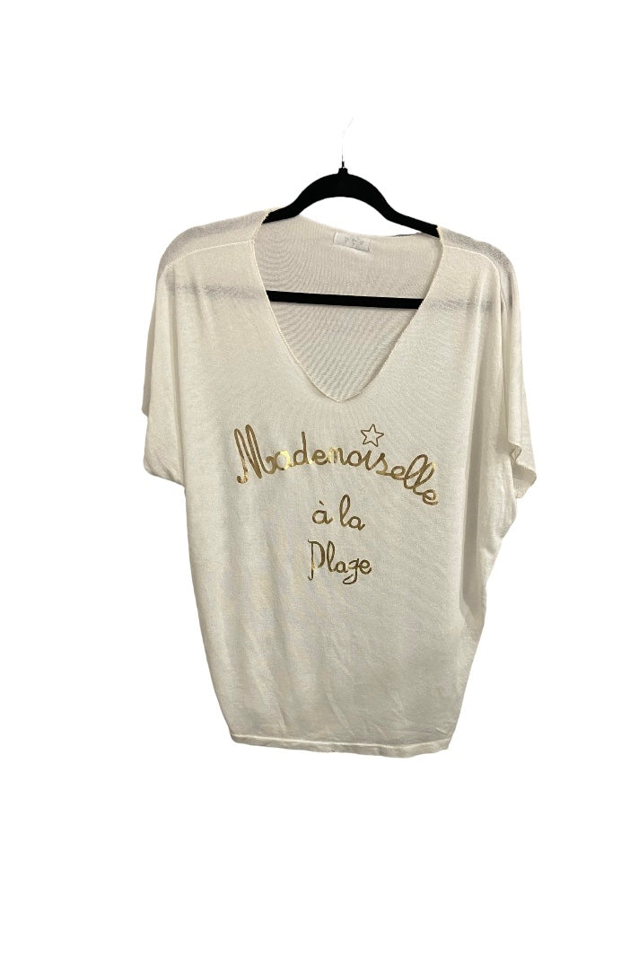 T-shirt Mademoiselle femme - vue de FACE BLANC ou détails imprimé"