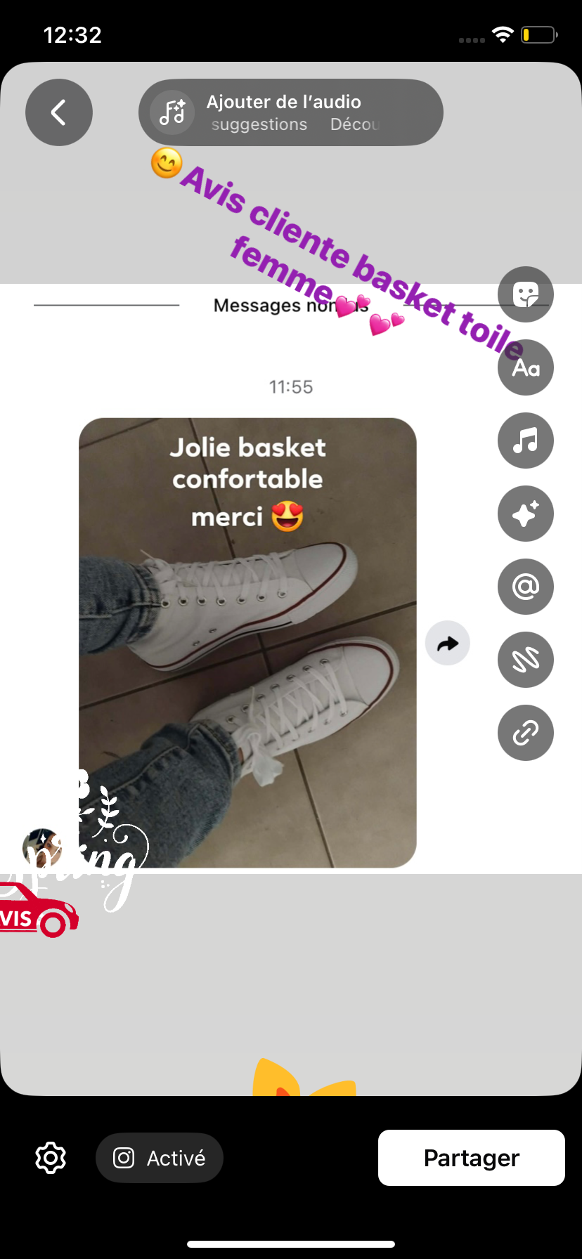 Avis client basket toile blanche - témoignage satisfaction chaussures"