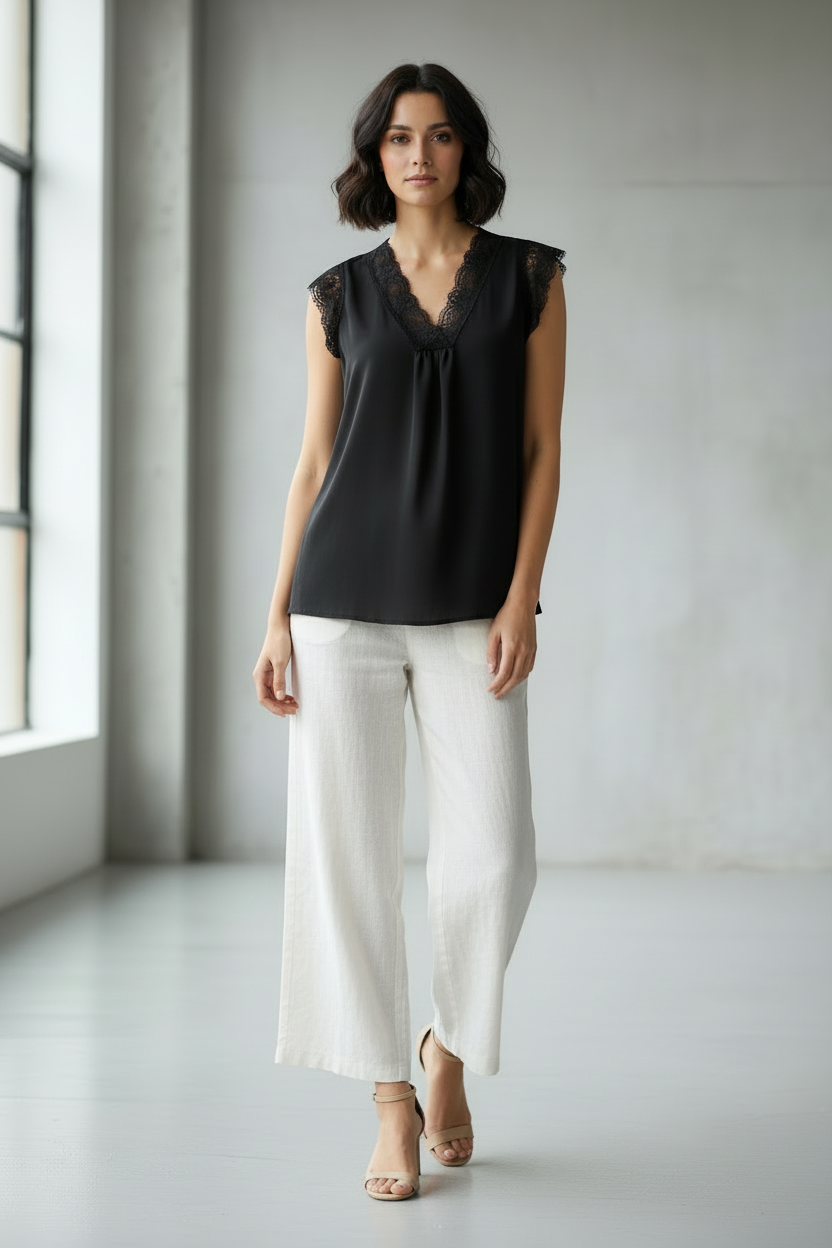 Top Noir Dentelle - Fond lumineux