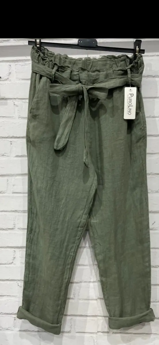 "Pantalon lin détails - vue complète look bohème chic"