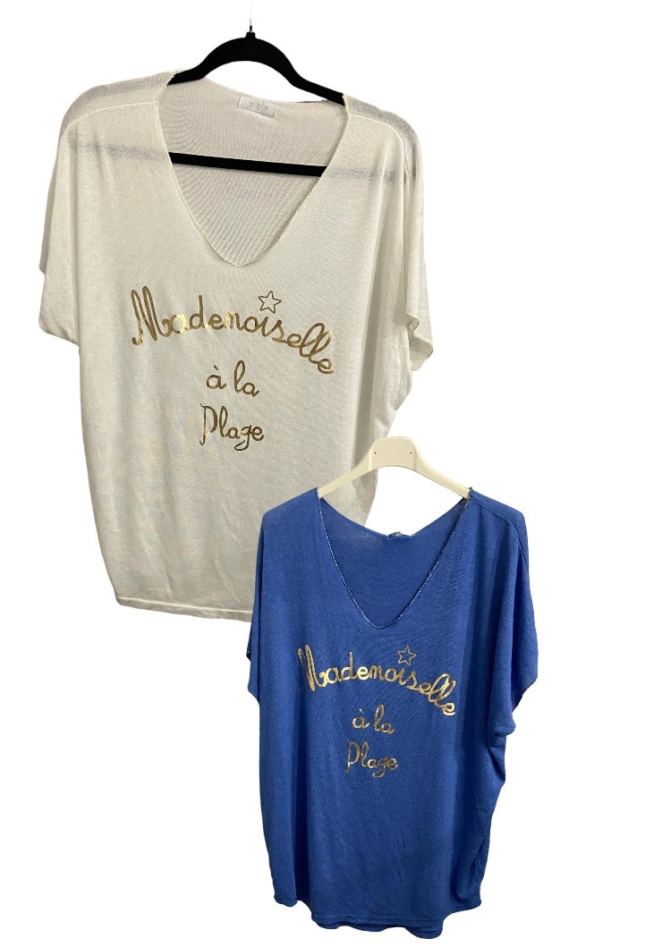  "T-shirt Mademoiselle été - vue trois-quarts lifestyle"