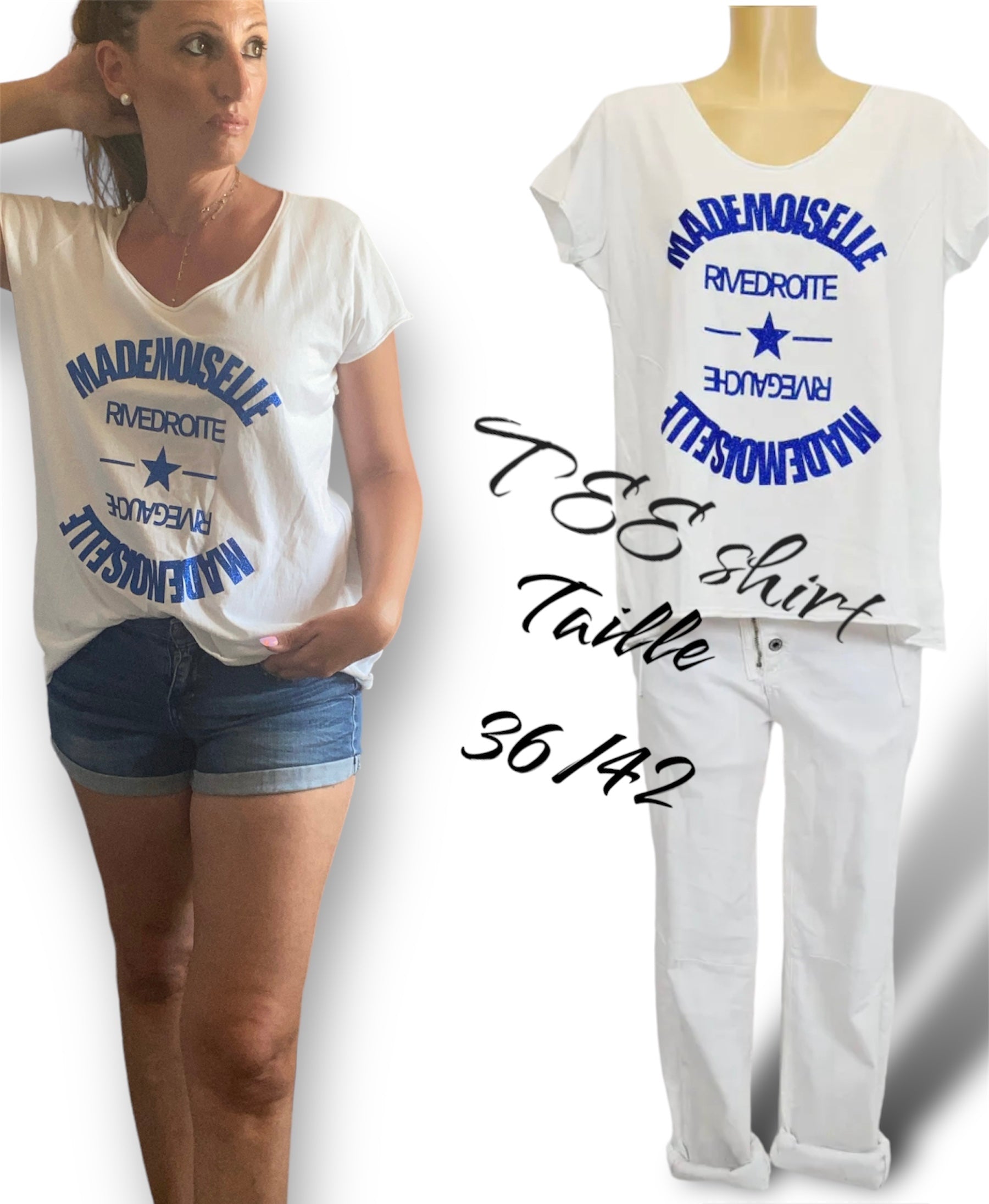 Tee shirt rive droite rive gauche détails - vue complète look casual"