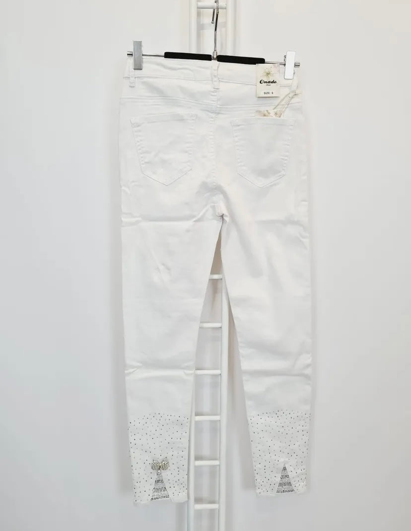 Jeans blanc femme - vue de dos ou détails coupe"