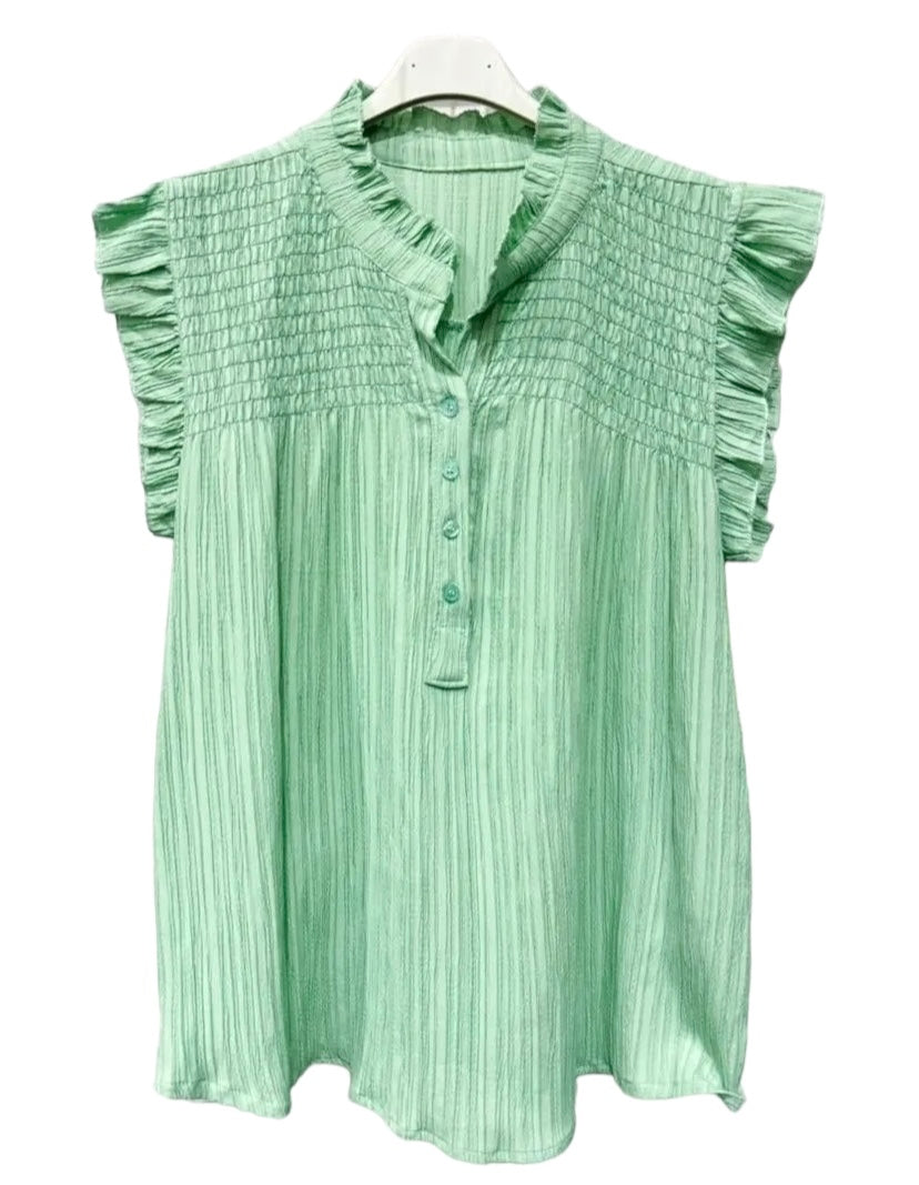  "Haut VERT femme - vue complète look élégant"