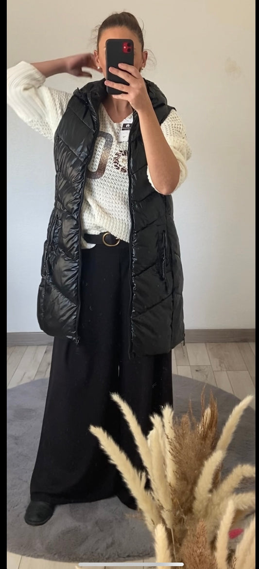 Doudoune Manon longue sans manche femme - vue complète coupe flatteuse