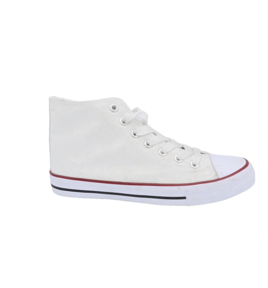 Basket toile blanche femme - confort style casual vue de face"