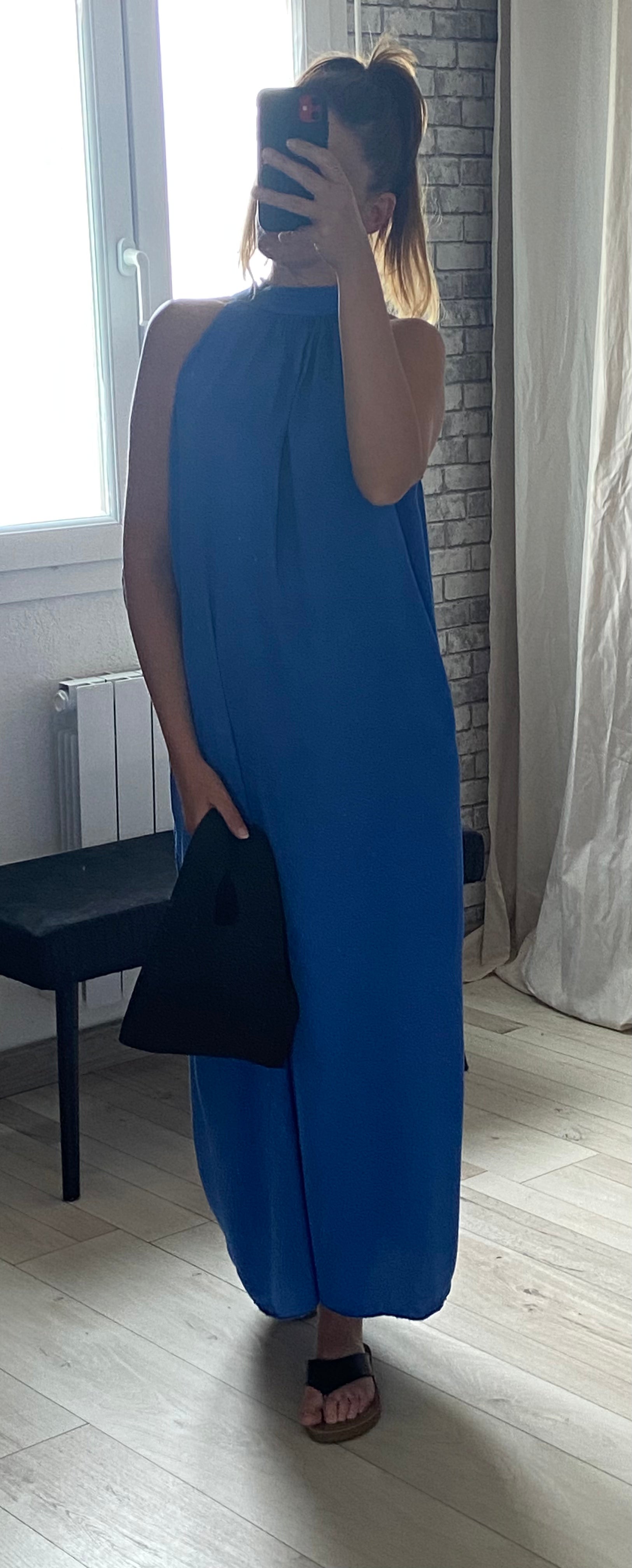  "Robe longue Cathie - vue portée détails coupe fluide"