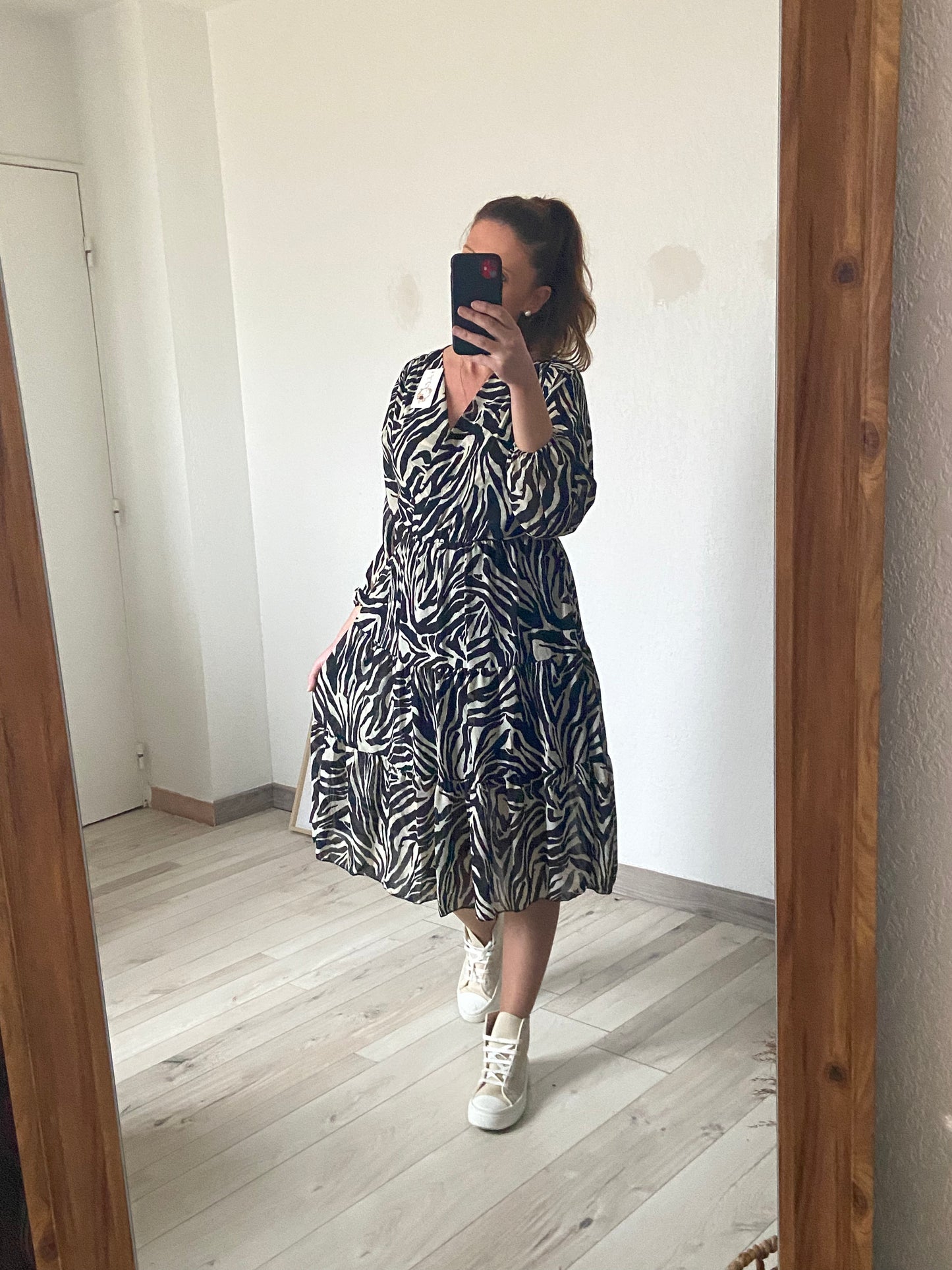 "Robe imprimé zébré - vue portée style animal print"