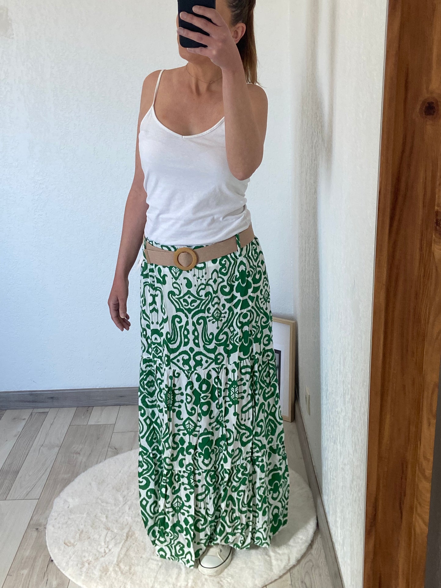 Jupe Zoé Longue Bohème - Jupe Maxi Imprimée Verte