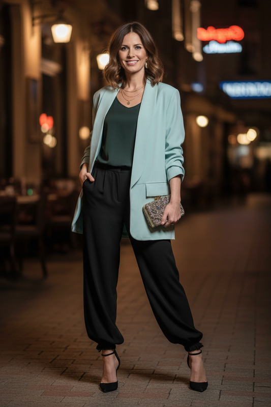 Blazer Vert d'Eau - Look Sortie