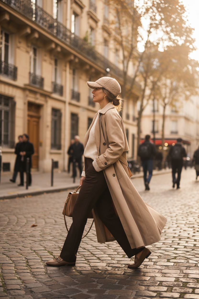 Femme portant la Casquette Bouclette Beige