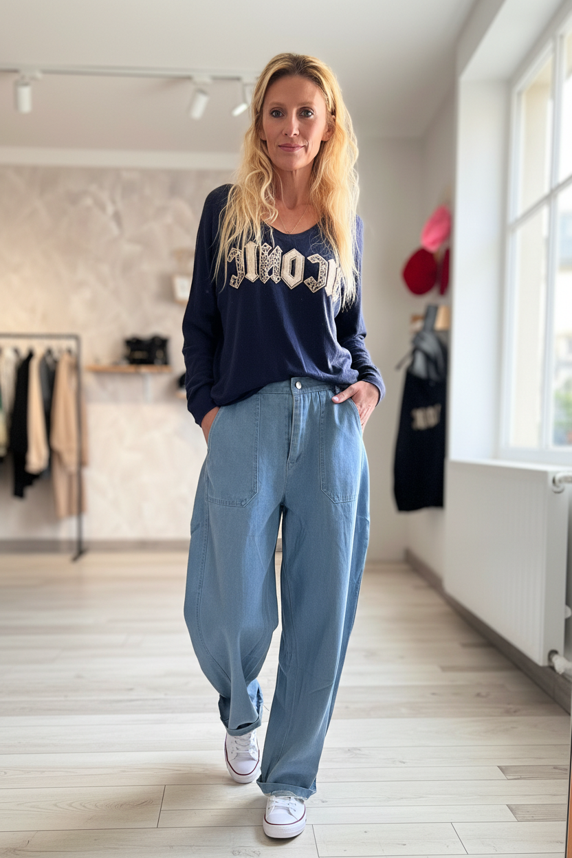 Pull ICONIC Bleu Marine - Image éditoriale
