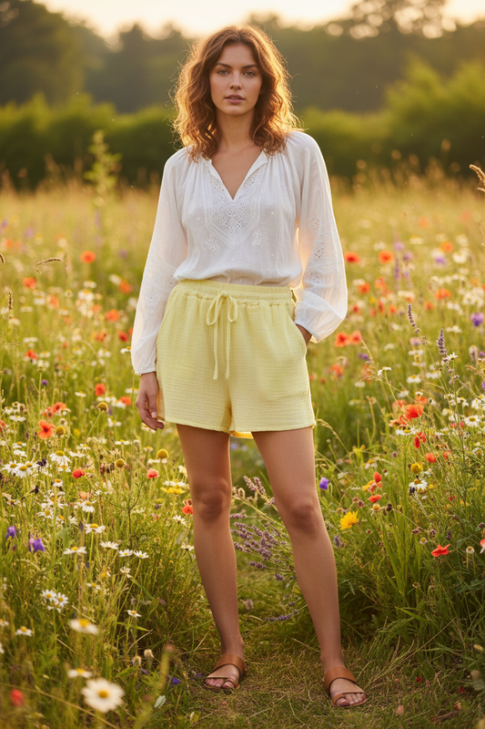 Short Gaz Coton Jaune - Look Bohème