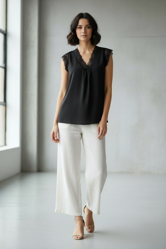 Top Noir Dentelle - Fond lumineux