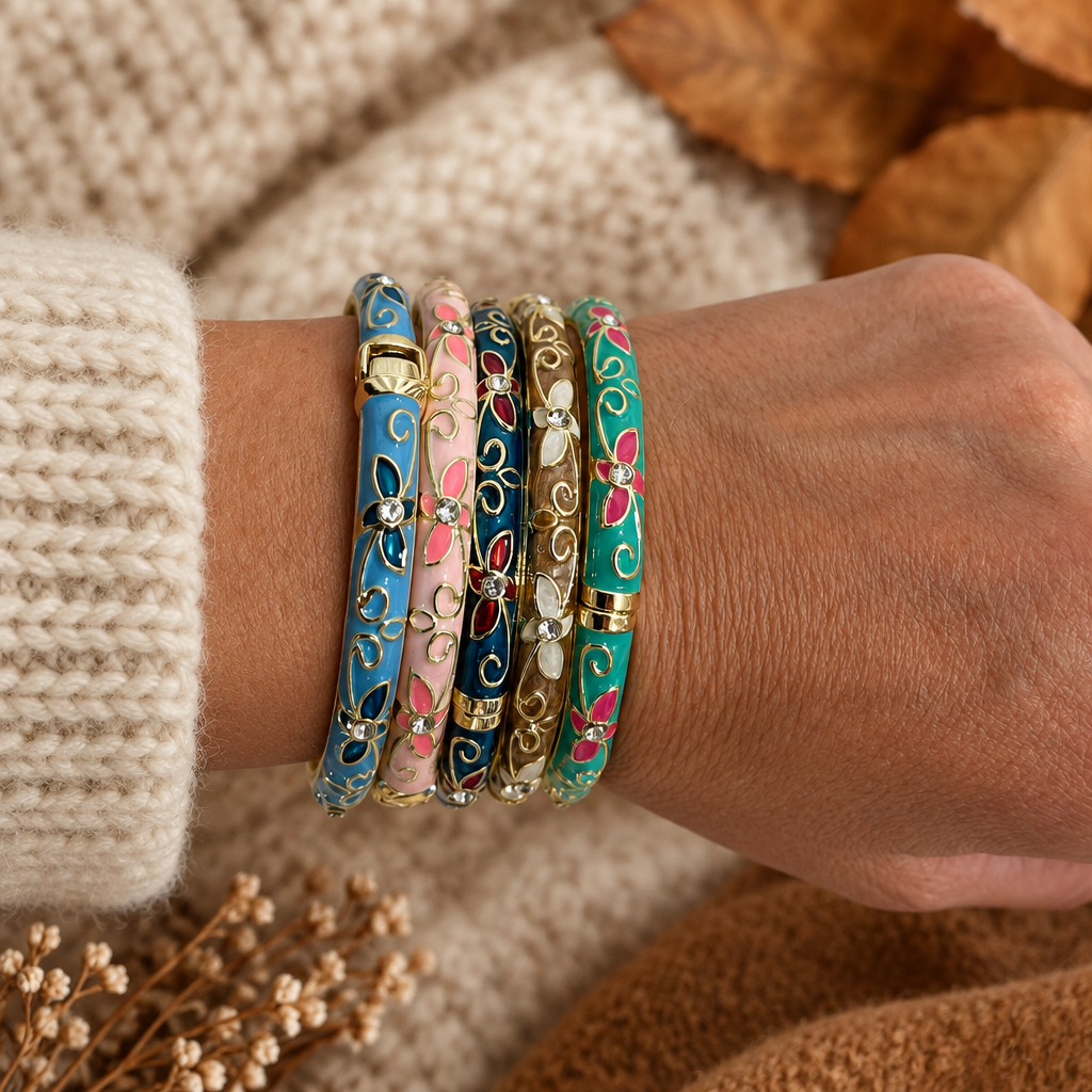 Visuel automnal des bracelets joncs émaillés